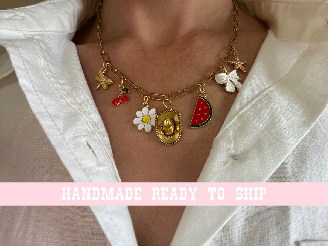 Coastal Cowgirl Charm Necklace, Coastal Cowgirl Aesthetic, Beach Necklace, Surfer Girl Necklace, ... | Etsy (US)