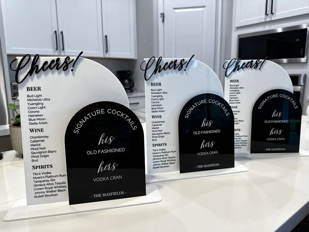 Wedding Bar Menu Signature Drinks Sign Bar Sign Black Acrylic and White Specialty Drinks Bar Sign... | Etsy (US)