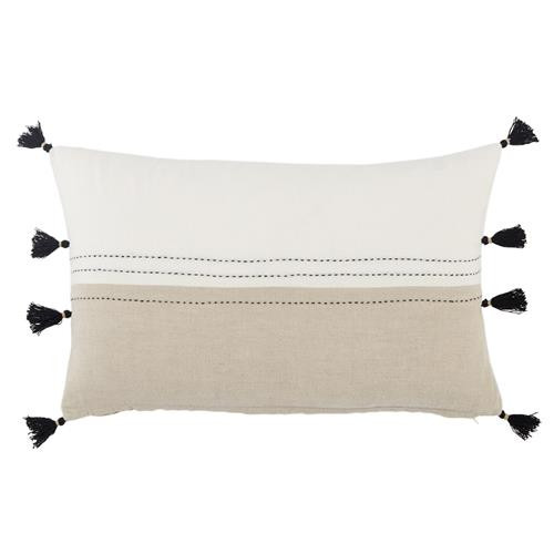 Jaipur Living Yamanik Global White Linen Down Lumbar Pillow - 13x21 | Kathy Kuo Home