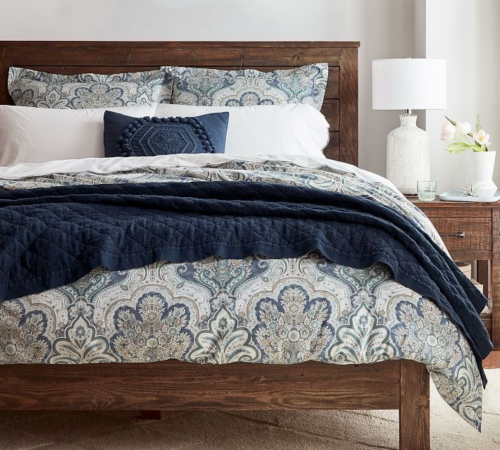 Jordana Paisley Percale Duvet Cover & Shams - Blue | Pottery Barn (US)