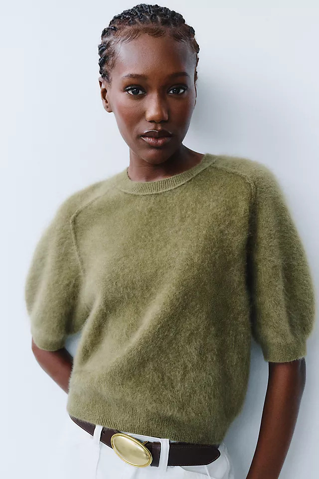 Pilcro Kaia 100% Cashmere Short-Sleeve Sweater | Anthropologie (US)