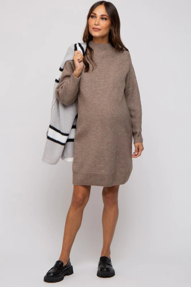 Black Mock Neck Maternity Sweater Dress | PinkBlush Maternity