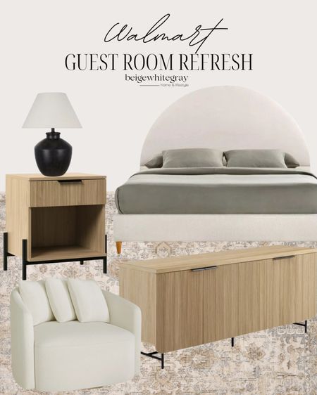 Guest room refresh with Walmart! I have a secret I may have ordered some of these pieces for our guest room… all affordable! Stay under budget. Affordable furniture, Walmart furniture. Fluted sideboard. Viral sideboard, upholstered headboard. 

#LTKStyleTip #LTKHome #LTKSaleAlert