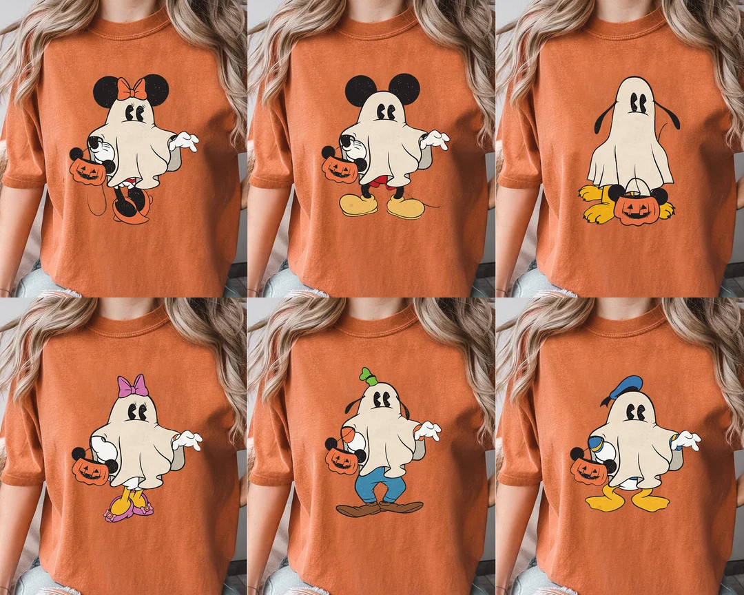 Retro Disney Ghost Halloween Shirt, Mickey and Friends Ghost Halloween Shirt, Halloween Matching ... | Etsy (US)