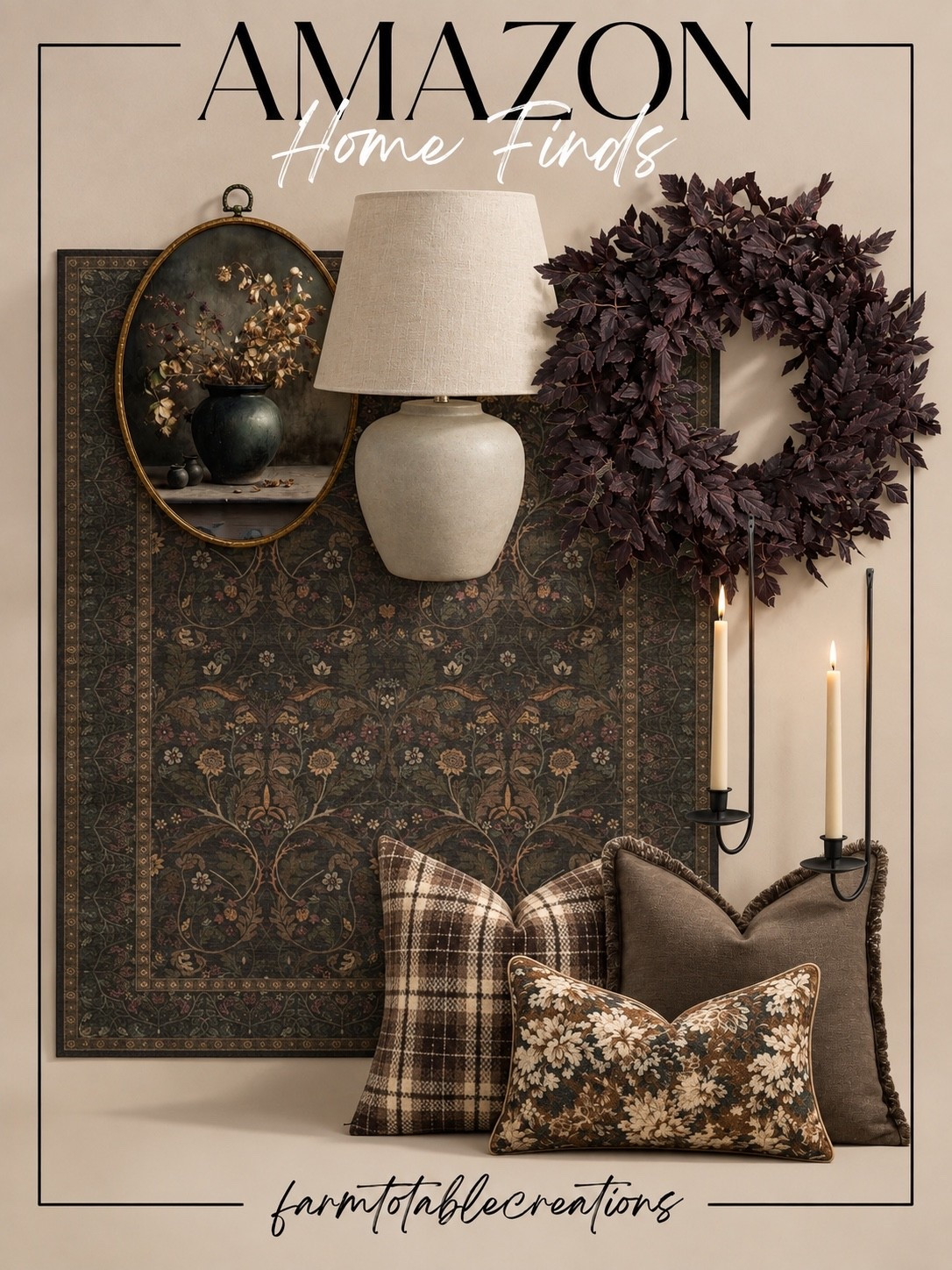 Amazon Moody Fall Home Finds 🍂

These Amazon finds are giving all the rich, moody fall vibes! Deep chocolate brown, burgundy, charcoal, and warm cream come together for a cozy collected look that feels perfect for the season. The vintage-inspired rug and artwork create a gorgeous foundation, while the dark foliage wreath and layered pillows add warmth, pattern, and texture.

I love that these pieces bring fall into your home without relying on traditional orange decor. They’re sophisticated enough to keep out well beyond the season while still making your space feel cozy and autumn-ready.

Follow @farmtotablecreations on Instagram for more cozy home finds and trending decor.

#LTKHome #AmazonFinds #AmazonHome #AmazonDecor #FallHomeDecor #FallDecor #MoodyHome #MoodyDecor #CozyHome #VintageInspired #WarmNeutrals #NeutralHome #DesignerInspired #AmazonMustHaves #LTKFinds

#LTKHome #LTKSaleAlert