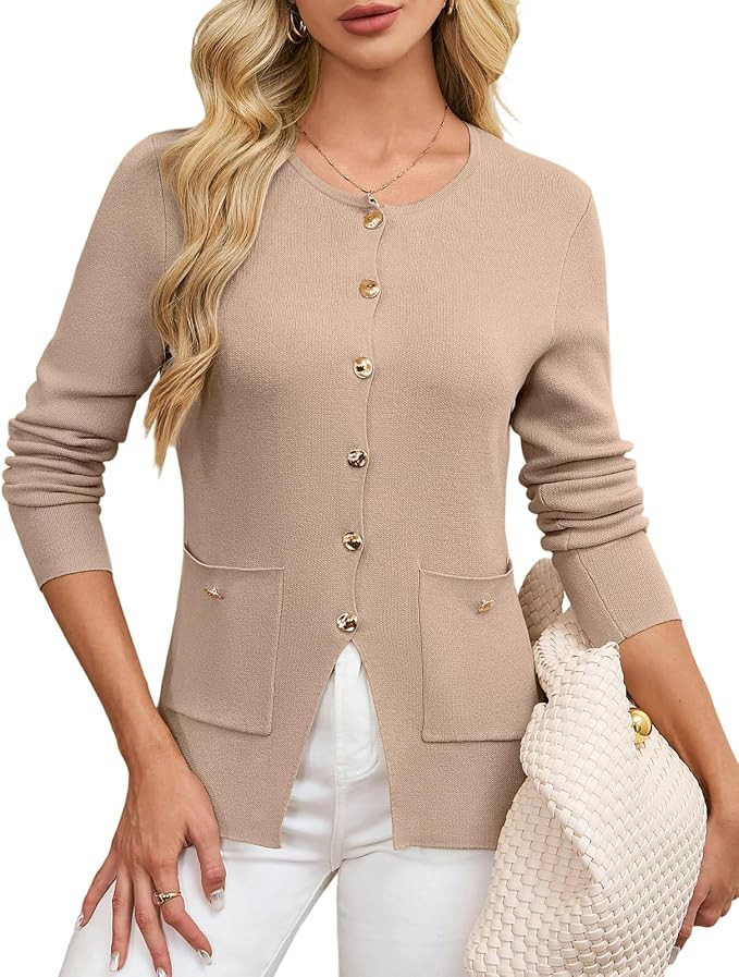 GRACE KARIN Women Sweater Blazers Business Casual, Button Up Knit Cardigan Sweaters, Long Sleeve ... | Amazon (US)