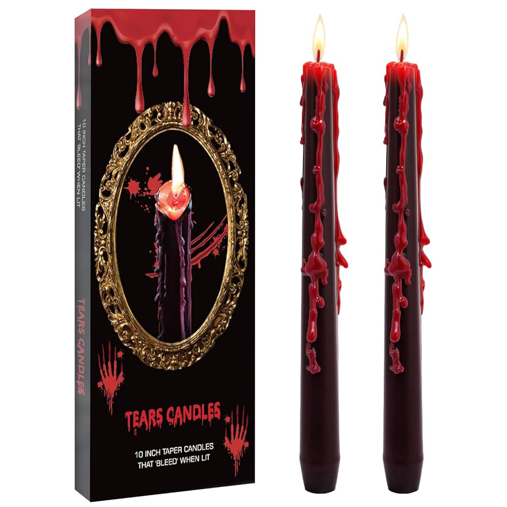 8 Pack Vampire Tears Taper Candles, 10 inch Tall Bleeding Candles, Soundvalue Unscented Black Tap... | Amazon (US)