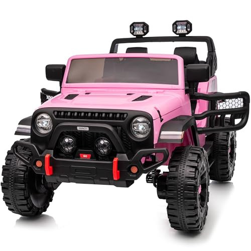 Hikiddo 2 Seater Ride on Toy Car for Kids, 24V 4WD Ride-on Truck Kids Electric Car with Remote Control, 4x200W Motors - Light Pink | Amazon (US)