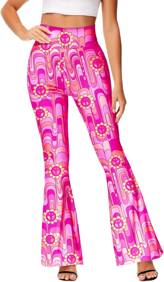 Deerose Women's High Waist Stretch Bell Bottom Slim-Fit Flare Leg Hippie Pants | Amazon (US)