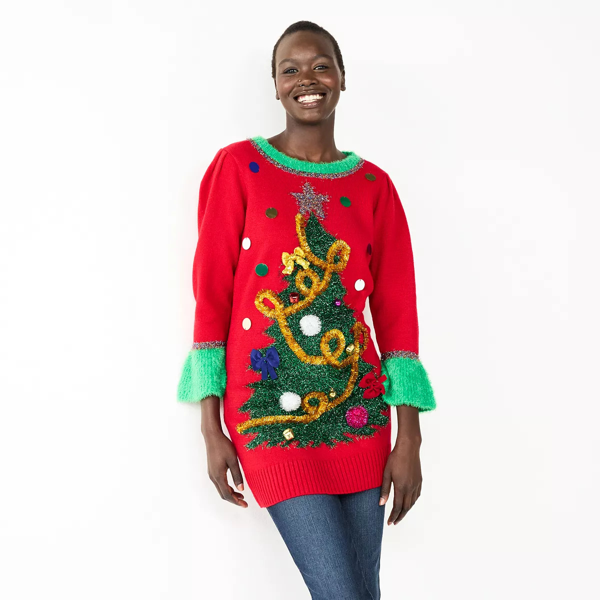 Women's Celebrate Together™ Crewneck Tree Tunic Christmas Sweater | Kohl's
