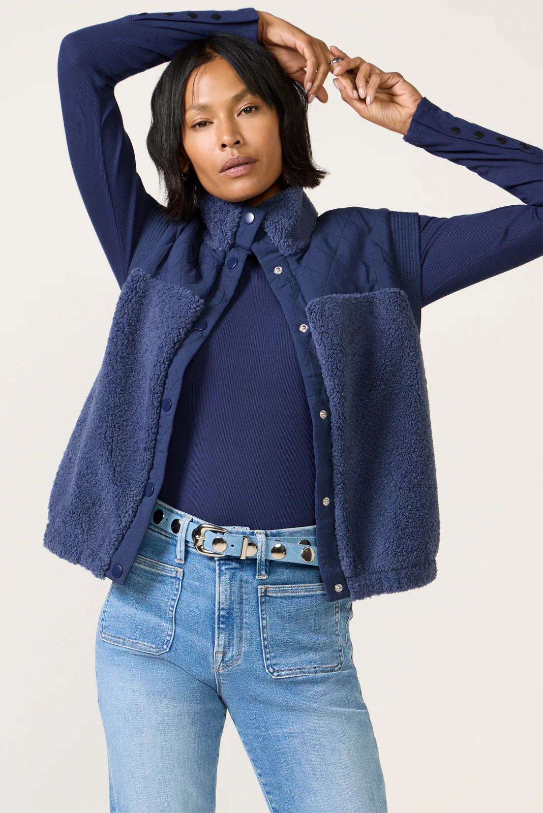 Rilo Ribbed Snap Long Sleeve Top | Evereve