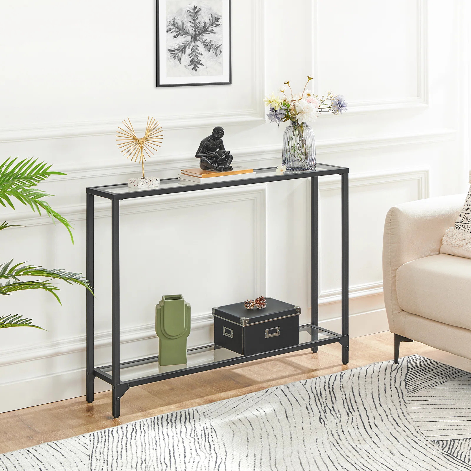 Vonte 39.4" Glass Console Table with Metal Frame | Wayfair North America