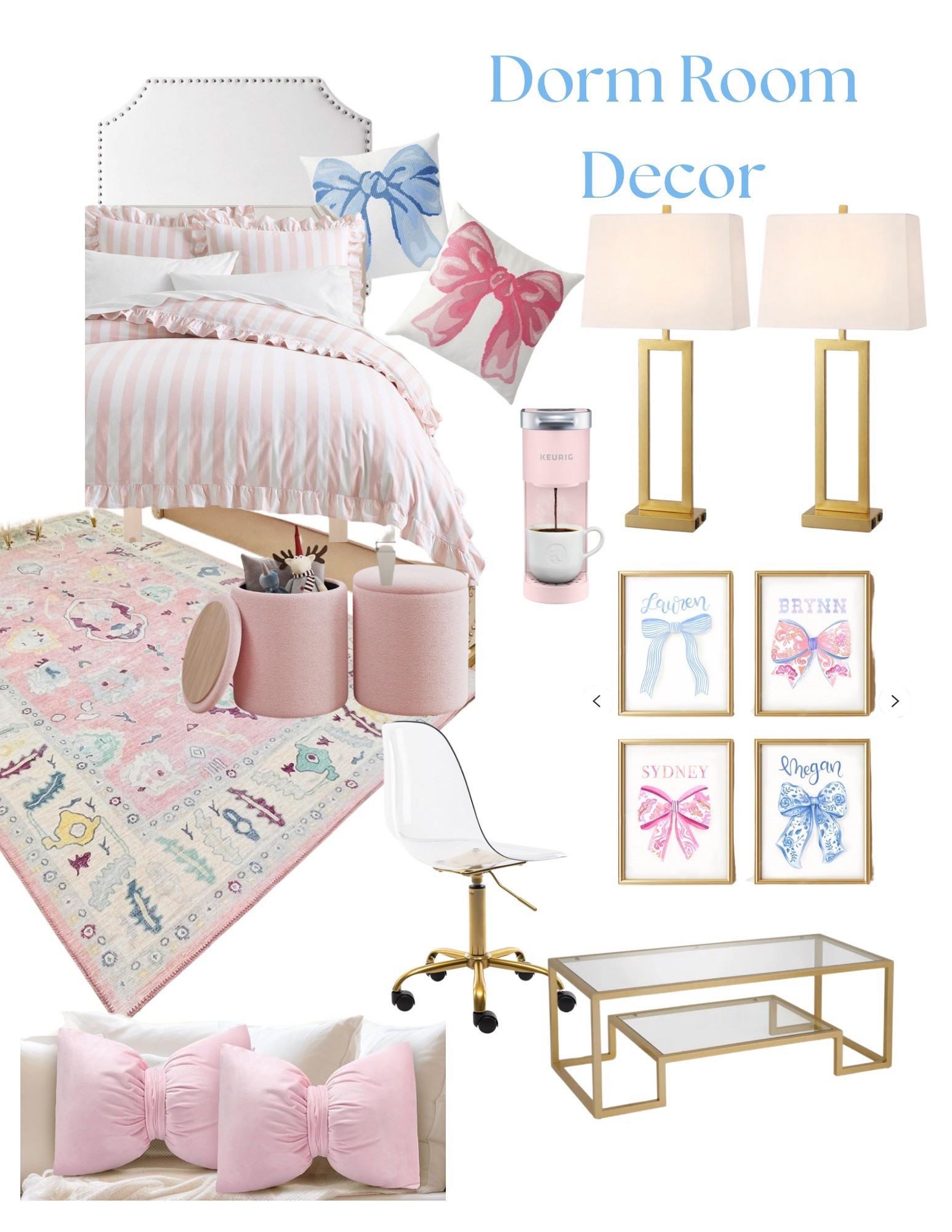 Pink and blue dorm decor! 🎀🩵 #dorm #dormroom #dormdecor

#LTKHome