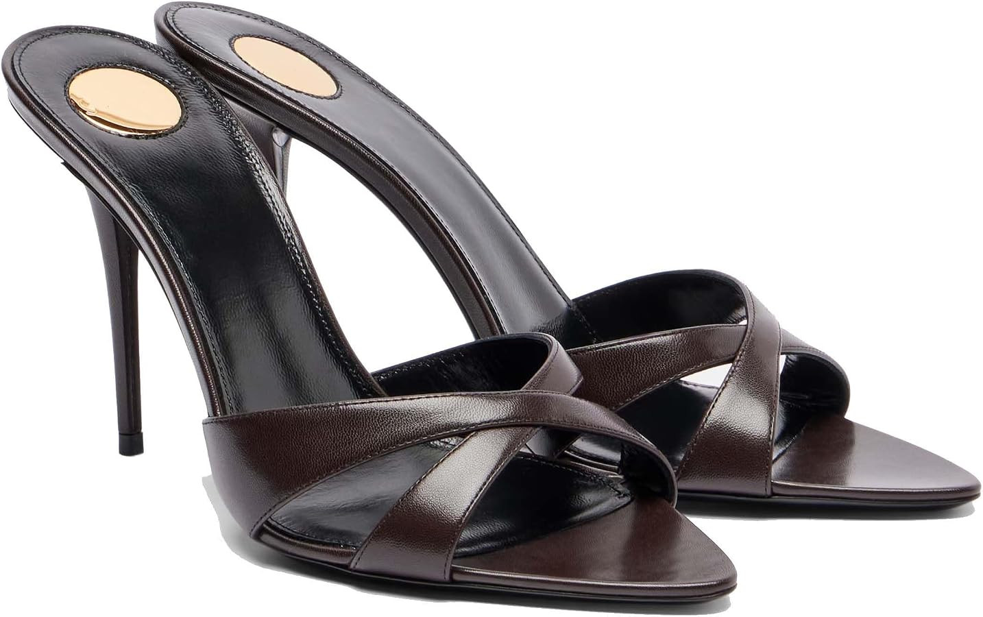 THESHY Women\u2019s Stiletto Heel Slide Sandals Open Toe Criss Cross Straps Slip on Dress Heels w... | Amazon (US)