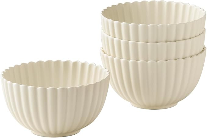 WENSHUO Flower-Shaped Daisy Bowl Set, 5.5-Inch, 17oz Matte Crème - Pack of 4 | Amazon (US)