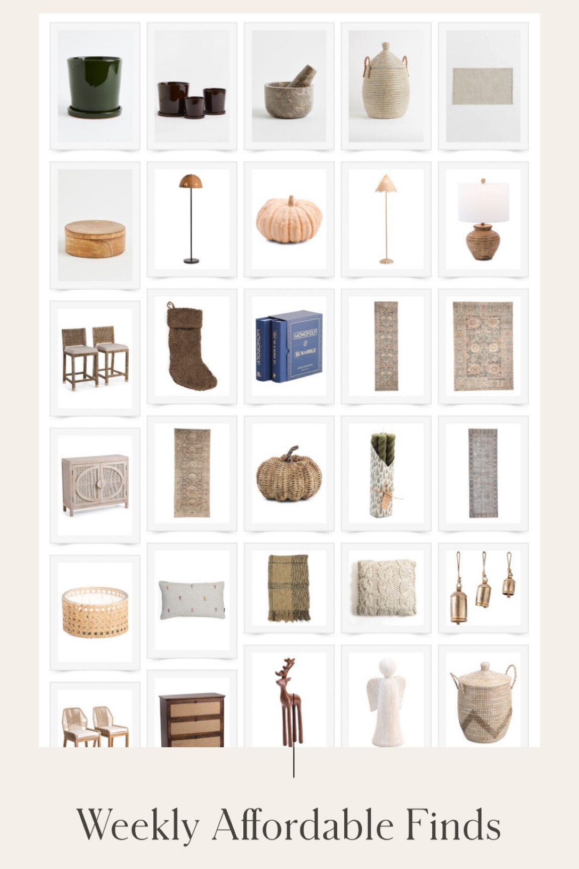 This weeks affordable finds from top retailers like TJmaxx, Marshall’s, Pottery Barn, Crate and Barrel, Target, McGee & Co., HM home + more. Home decor sale or affordable items for all space! Shop more on megleonard.co
•
•
•
Vase, stems, basket, book, candle holder, pillows, faux plant, shelf decor, coffee table decor, decorative figure, knot, chain link, throw pillow, holiday home decor, Target decor, lamp, end table, mirror, rattan, bells, pouf, faux tree, wall art, lighting, neutral decor, leather pillow, hand mirror, design book, coffee table book, modern farmhouse, traditional decor, wreath, faux tree, runner, coffee table, accent chair, outdoor furniture, round mirror, neutral decor, bench, bar stools, Serena and Lily dupe, faux olive plant, end table stool, desk, shelf decor, outdoor decor, outdoor furniture, outdoor rug, summer home style, planter fall decor, pumpkins, barstool, fall home, harvest, holiday 


#LTKunder50 #LTKhome #LTKSeasonal