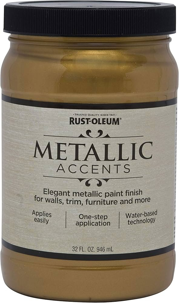 Rust-Oleum 253607 Metallic Accents Paint, Quart, Gold Mine 32 Fl Oz (Pack of 1) | Amazon (US)