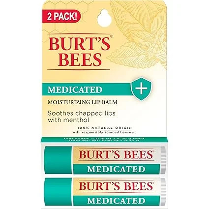 Burt s Bees Medicated Lip Balm With Eucalyptus Oil and Menthol Tint-Free Natural Origin Lip Care 2 Tubes 0.15 oz. | Walmart (US)