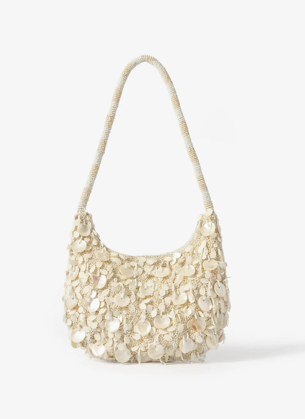 Cleo Cream Pearl Detail Shoulder Bag | Mint Velvet