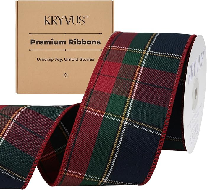 Tartan Plaid Christmas Ribbon, 2.5 Inch X 10 Yards Tartan Ribbon with Wired Edge, Perfect for Gif... | Amazon (US)