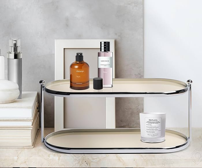 2 Tier Metal Frame Perfume Organizer in Stylish,and Minimalist Perfume Tray-Elegant Countertop Di... | Amazon (US)