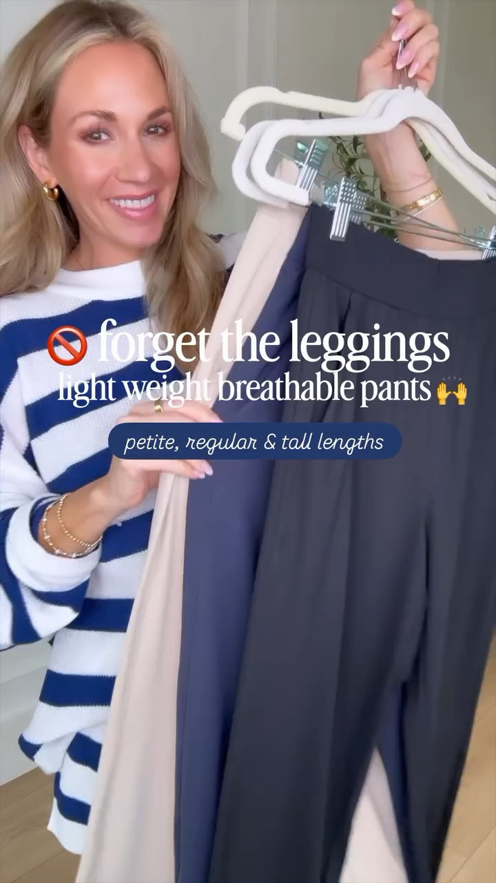 If you’re over leggings, try these light weight breathable pants! They are the perfect wide leg fit and so comfy! These don’t wrinkle making them the best travel pants too! ✈️ And I love that they come in petite, regular and tall length options!

#LTKootd #LTKSaleAlert