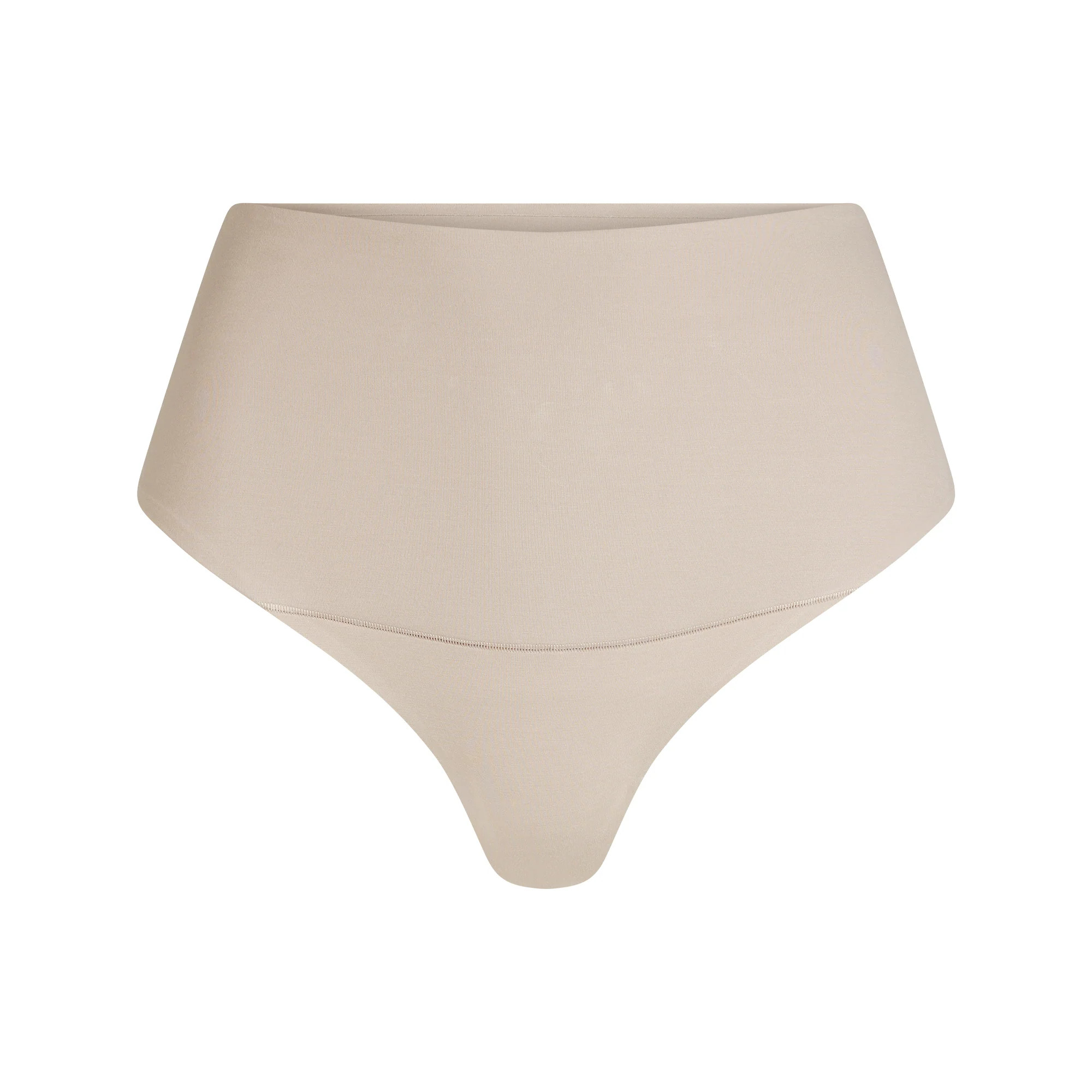 COTTON SHAPEWEAR HIGH-WAISTED THONG | LINEN | SKIMS (US)