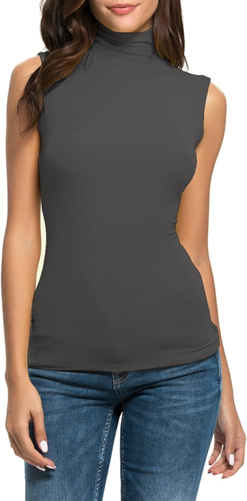 Nasperee Women Sleeveless/Long Sleeve Mock Turtleneck Tank Tops Slim Fit Stretchy Layer Tee Shirt... | Amazon (US)