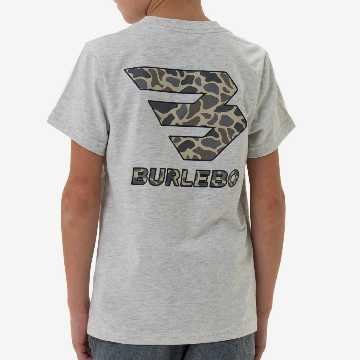 Youth Short Sleeve Tee - Flying B Logo - Heather Ash Grey | BURLEBO