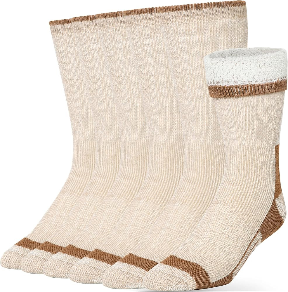 Alvada Merino Wool Hiking Socks Thermal Warm Crew Winter Boot Sock For Men & Women 3 Pairs | Amazon (US)