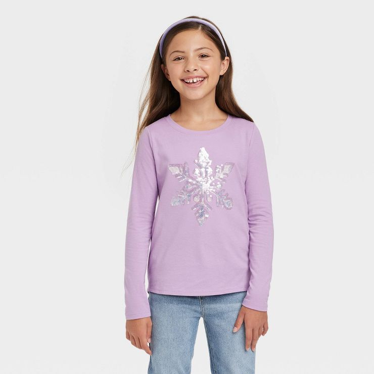 Girls' Long Sleeve Flip Sequin T-Shirt - Cat & Jack™ | Target