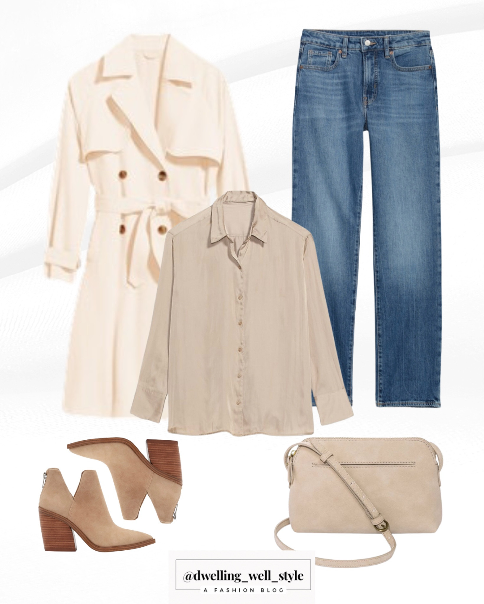 Old Navy New Arrivals: Satin button-down shirt, cream trench coat, straight jeans.

Old Navy 30% off sale (discount applied in cart).

#LTKstyletip #LTKunder50 #LTKsalealert