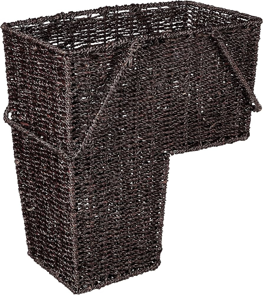 15" Wicker Storage Stair Basket With Handles by Trademark Innovations (Brown) | Amazon (US)