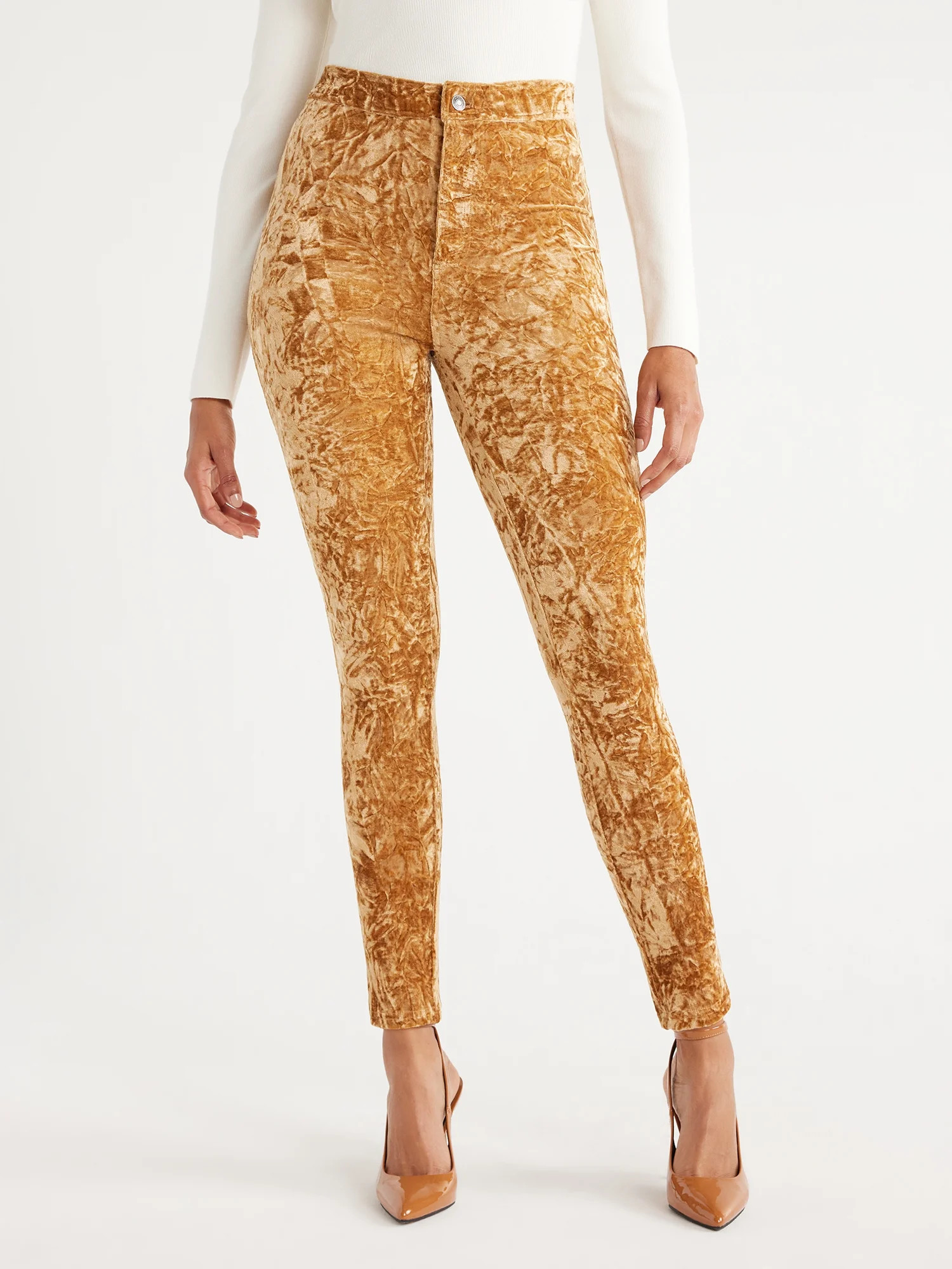 Scoop Women's Crushed Velvet Skinny Pants, Sizes 0-18 | Walmart (US)