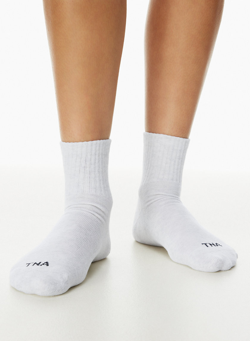 Tna Best-Ever Ankle Socks 3-Pack in Wht/Heather Cloud Wht/Blk size XS/Small | Cotton/Nylon/Polyester | Aritzia