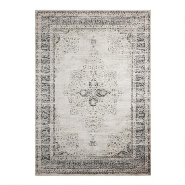 Gray Distressed Persian Style Pearl Area Rug | World Market