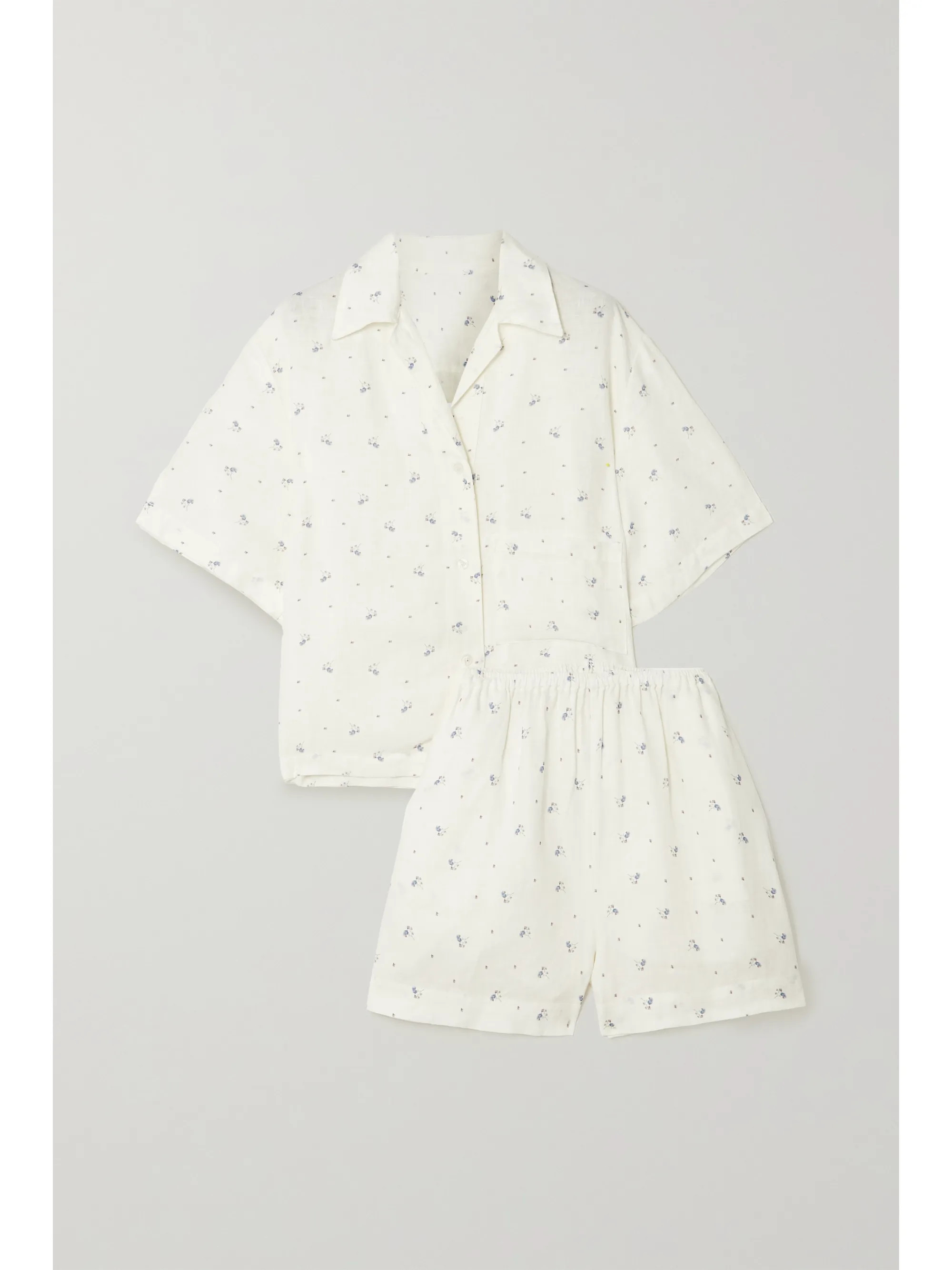 White + NET SUSTAIN The 04 floral-print washed-linen pajama set | Deiji Studios | NET-A-PORTER | NET-A-PORTER (UK & EU)