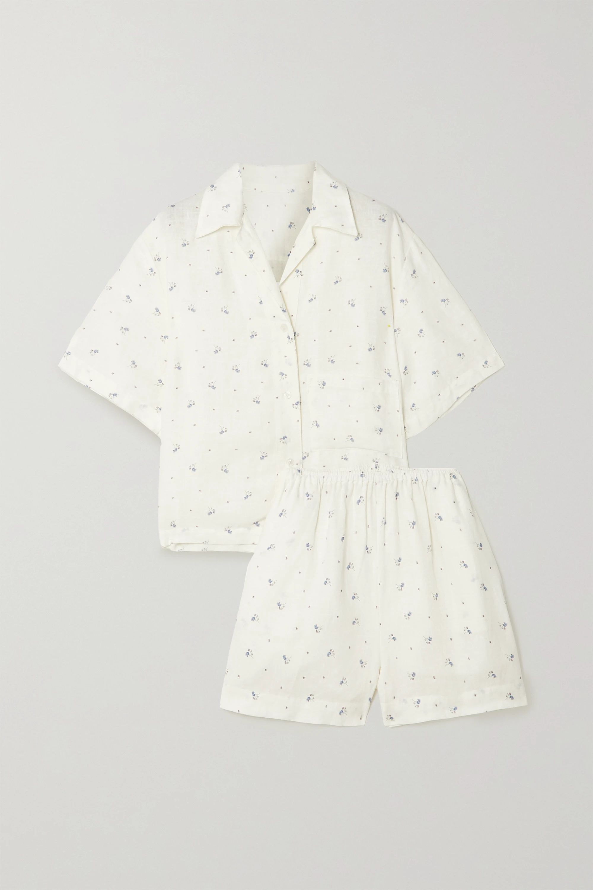 White + NET SUSTAIN The 04 floral-print washed-linen pajama set | Deiji Studios | NET-A-PORTER | NET-A-PORTER (UK & EU)