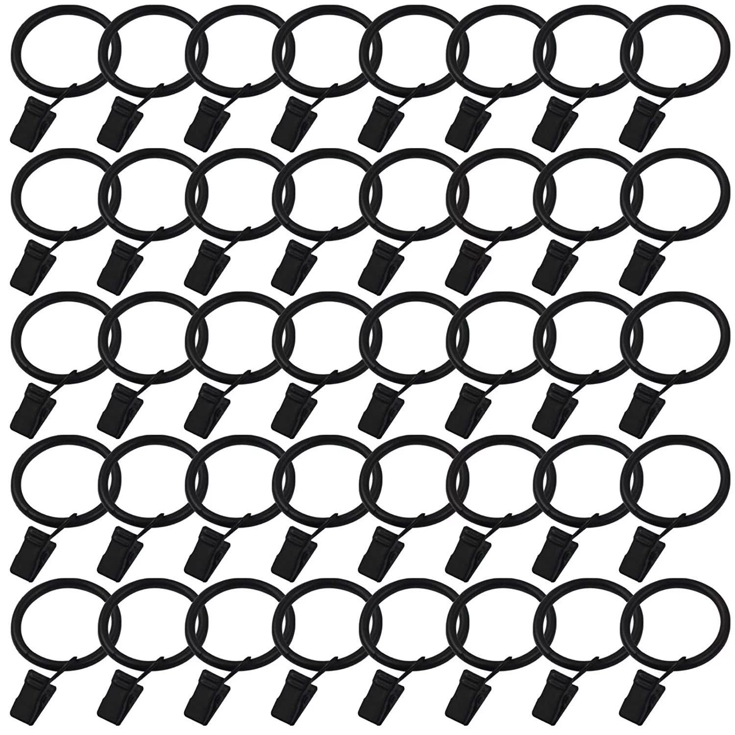 Wideskall 40 Pcs 1.5" inch Curtain Rings with Clips Gloss Black - Ring Support 66 lbs, Strong Cli... | Walmart (US)