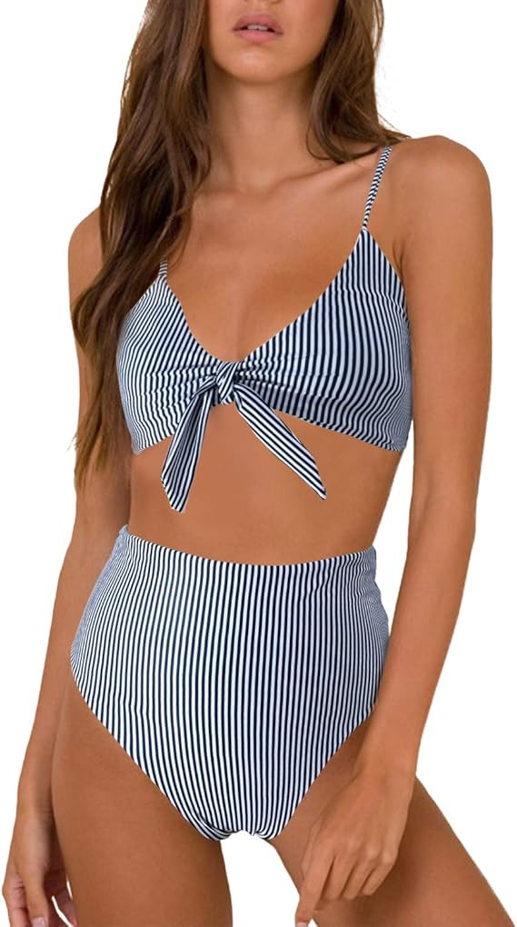 Blooming Jelly Womens High Waisted Bikini Set Tie Knot High Rise Two Piece Swimsuits Bathing Suit... | Amazon (US)