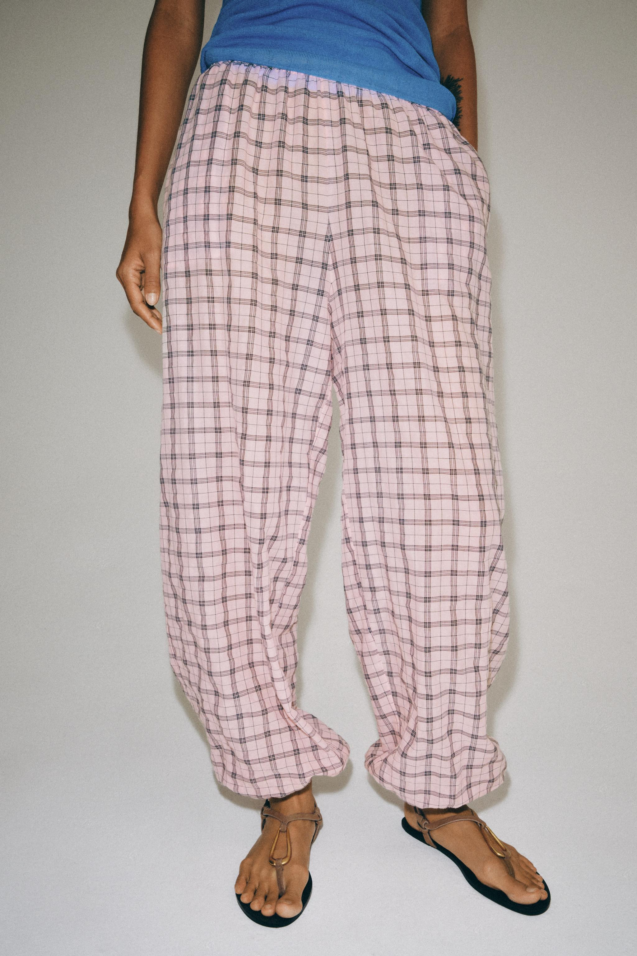 ZW COLLECTION PLAID BALLOON PANTS | Zara US