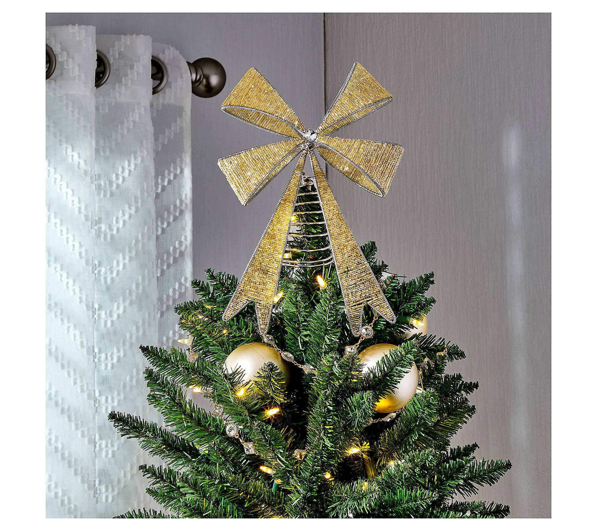 11"" Beaded Bow Tree Topper by Valerie | QVC