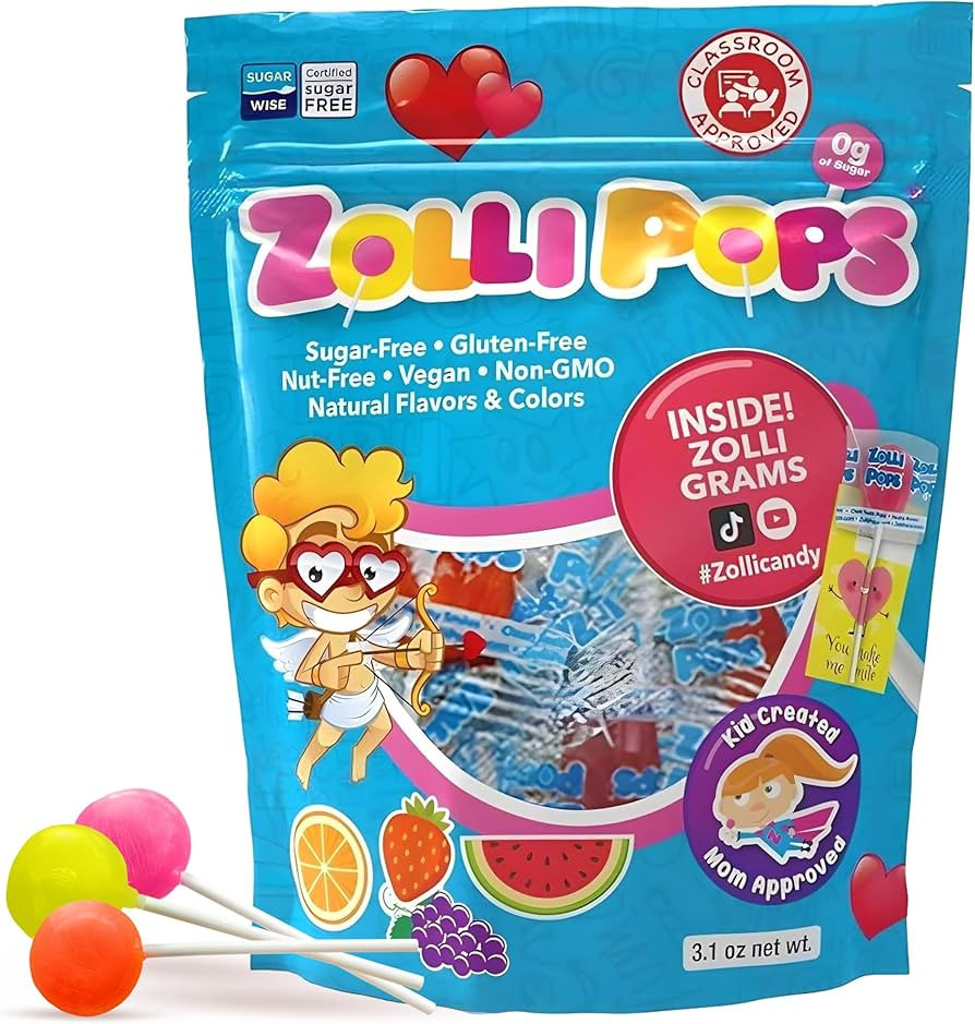 Zollipops - Valentine's Day Pack - Clean Teeth Pops Sugar Free Candy with Xylitol, Dye-Free Lolli... | Amazon (US)