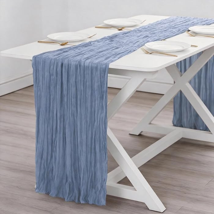 Dusty Blue Cheesecloth Table Runner Boy Baby Shower Wedding Decorations Spring Gauze Table Runner... | Amazon (US)