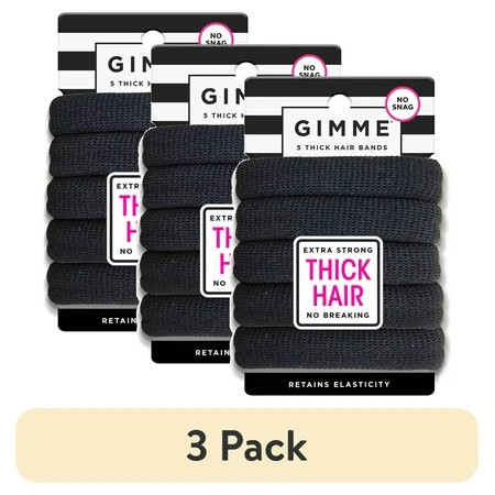 (3 pack) Gimme Ponytail Holder Hair Tie for Thick Hair Black 5 Ct | Walmart (US)