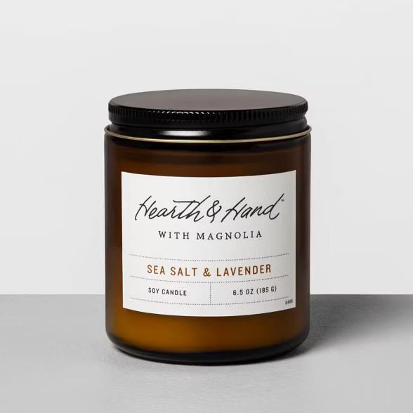 6.5oz Amber Jar Candle Sea Salt & Lavender - Hearth & Hand™ with Magnolia | Target