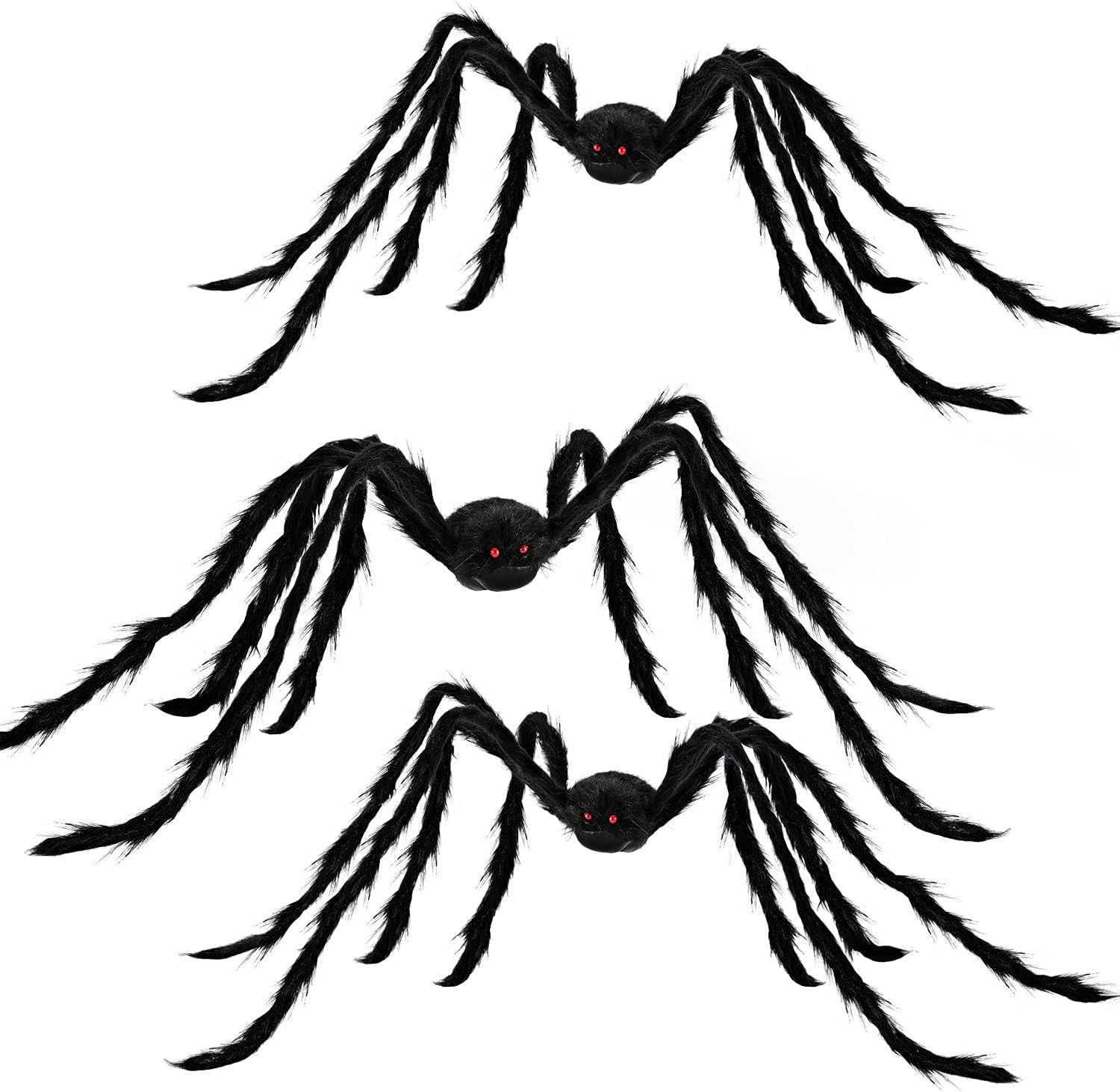 63” Halloween Realistic Hairy Spiders(3 Pack), Large Halloween Spider Props, Scary Spiders with... | Amazon (US)