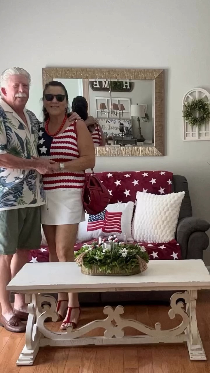 A little convertible ride and lunch at the clubhouse fun! Red, white, and cute cute!! ❤️🤍💙 Love a fun holiday look, comfy and classy always. Always be confident!
#agelessfashion #styleover50 #midlifefashion #wearwhatyoulove #over50style