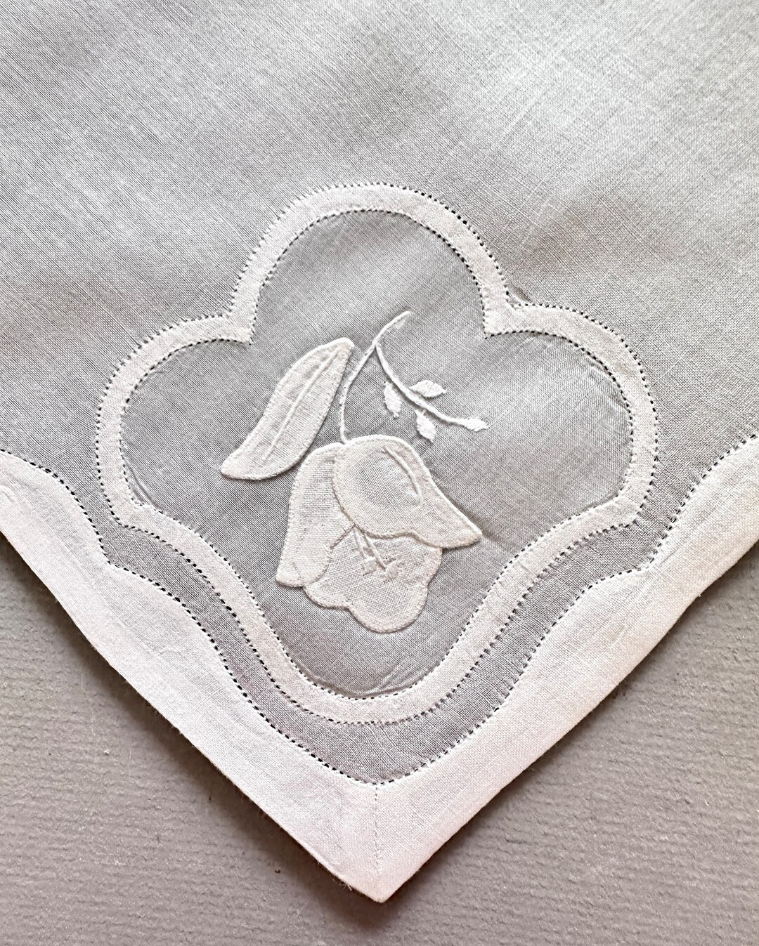 12 Vintage White Linen Shadow Work Napkins, White Floral Embroidered Appliqué Napkins, Shower We... | Etsy (US)