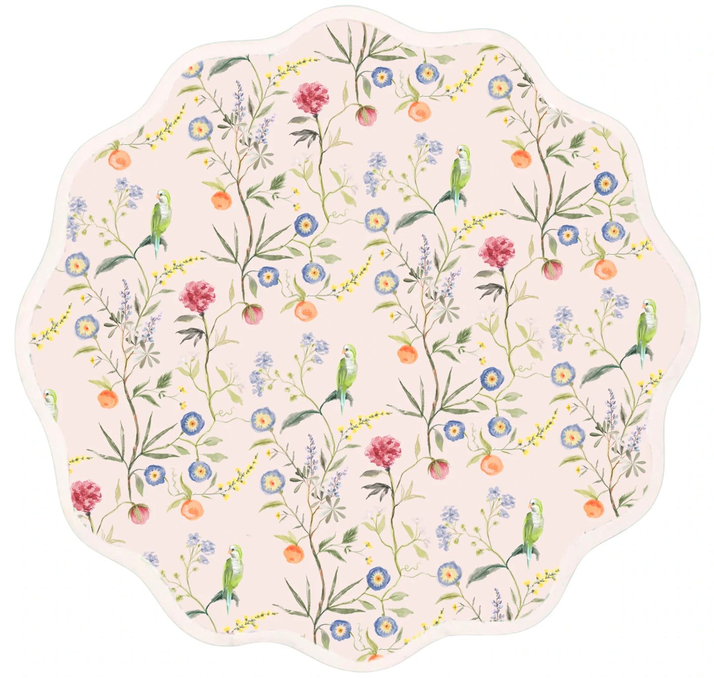 Round Scalloped Placemat | Jardin de Fleurs-Peony | Dashing Trappings